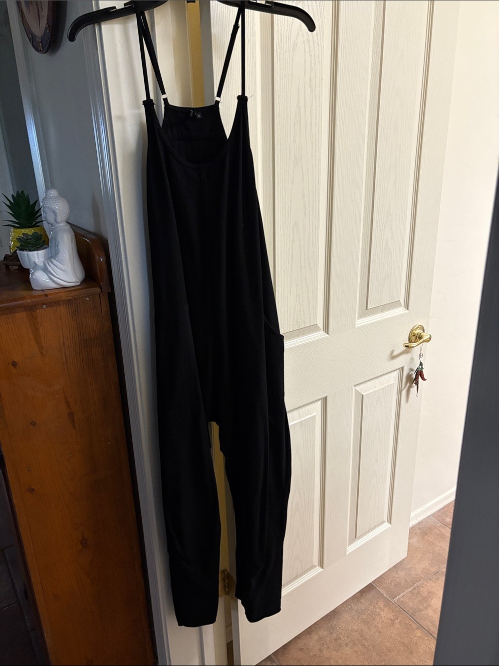 Women's Black Relaxed Jumpsuit with Adjustable Straps